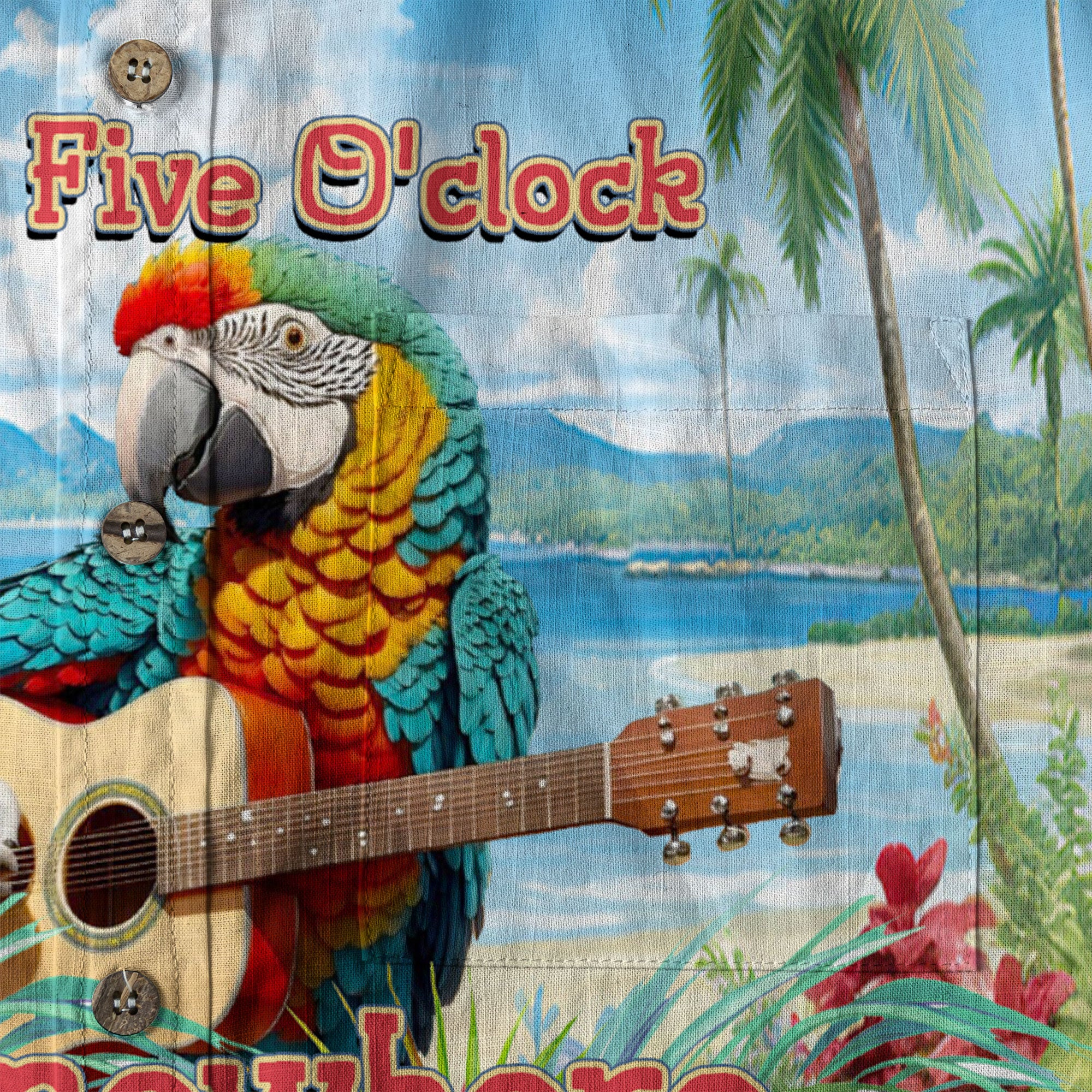 It's Five Oclock Somewhere Hawaii Shirt - Tropical Summer Button Down Mens Hawaiian Shirts - The Palmix