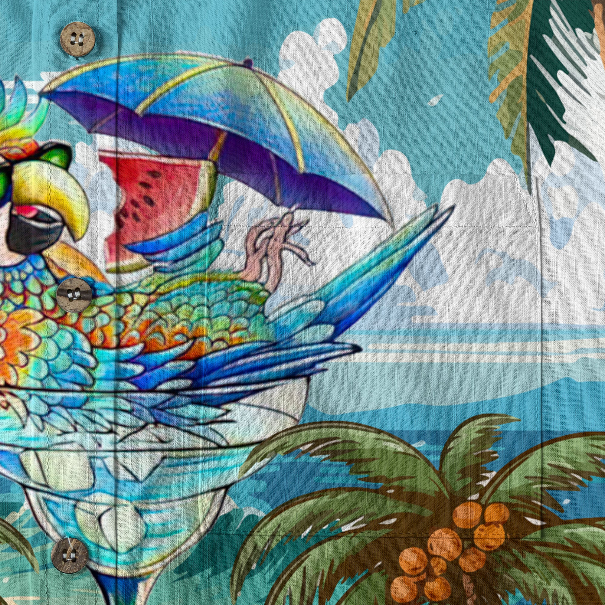 Parrot Hawaiian Long Sleeve Shirt for Men Women, Summer Hawaiian Beach Shirt - The Palmix