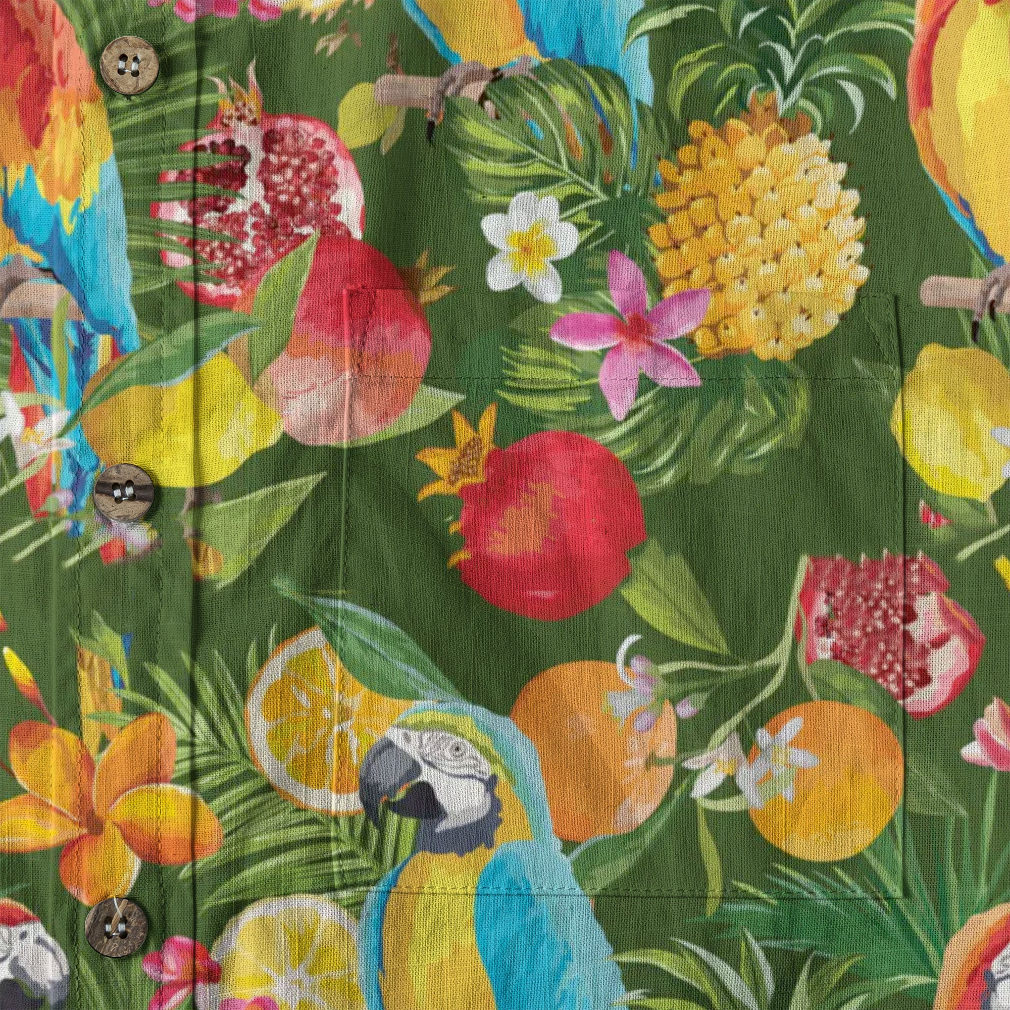 Parrot Lovers Hawaiian Long Sleeve Shirt for Men - Tropical Summer Button Down Hawaiian Shirts - The Palmix