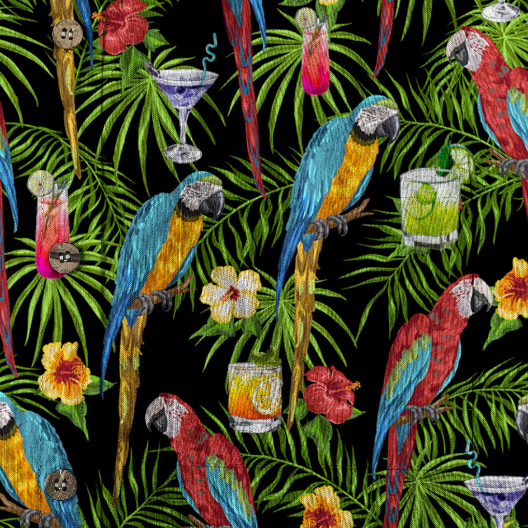 Parrot Hawaiian Long Sleeve Shirt, Tropical Hawaiian Long Shirt, Summer Hawaiian Beach Shirt - The Palmix