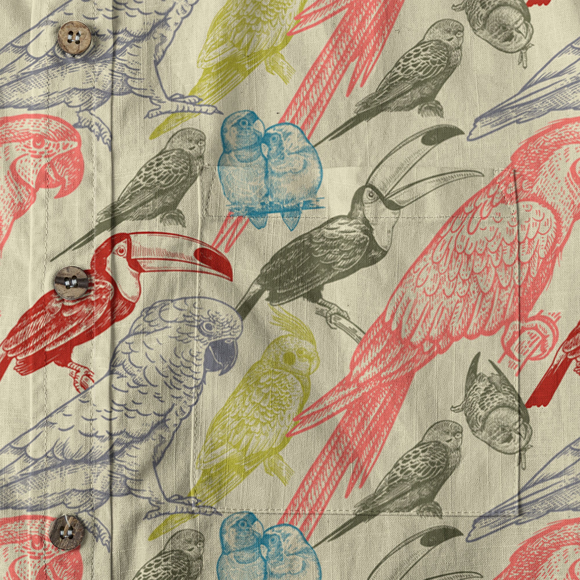 Parrot Hawaiian Long Sleeve Shirt, Tropical Hawaiian Long Shirt, Summer Hawaiian Beach Shirt - The Palmix