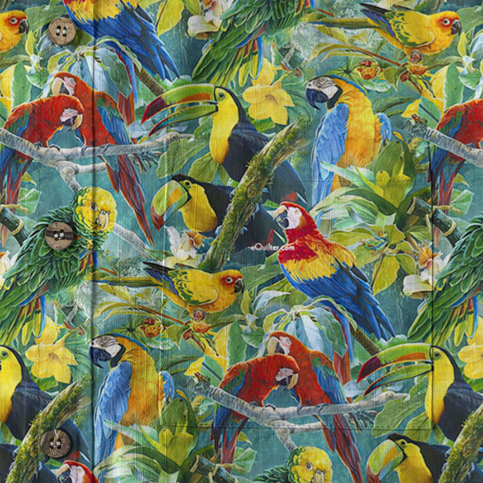 Parrot Hawaiian Long Sleeve Shirt, Tropical Hawaiian Long Shirt, Summer Hawaiian Beach Shirt - The Palmix