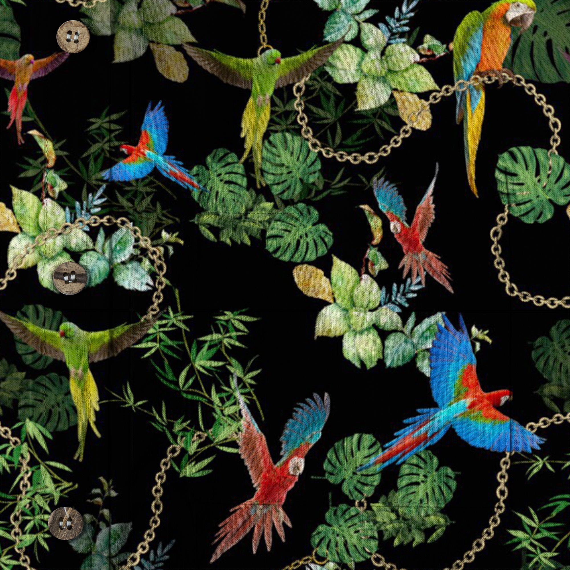 Parrot Hawaiian Long Sleeve Shirt, Tropical Hawaiian Long Shirt, Summer Hawaiian Beach Shirt - The Palmix