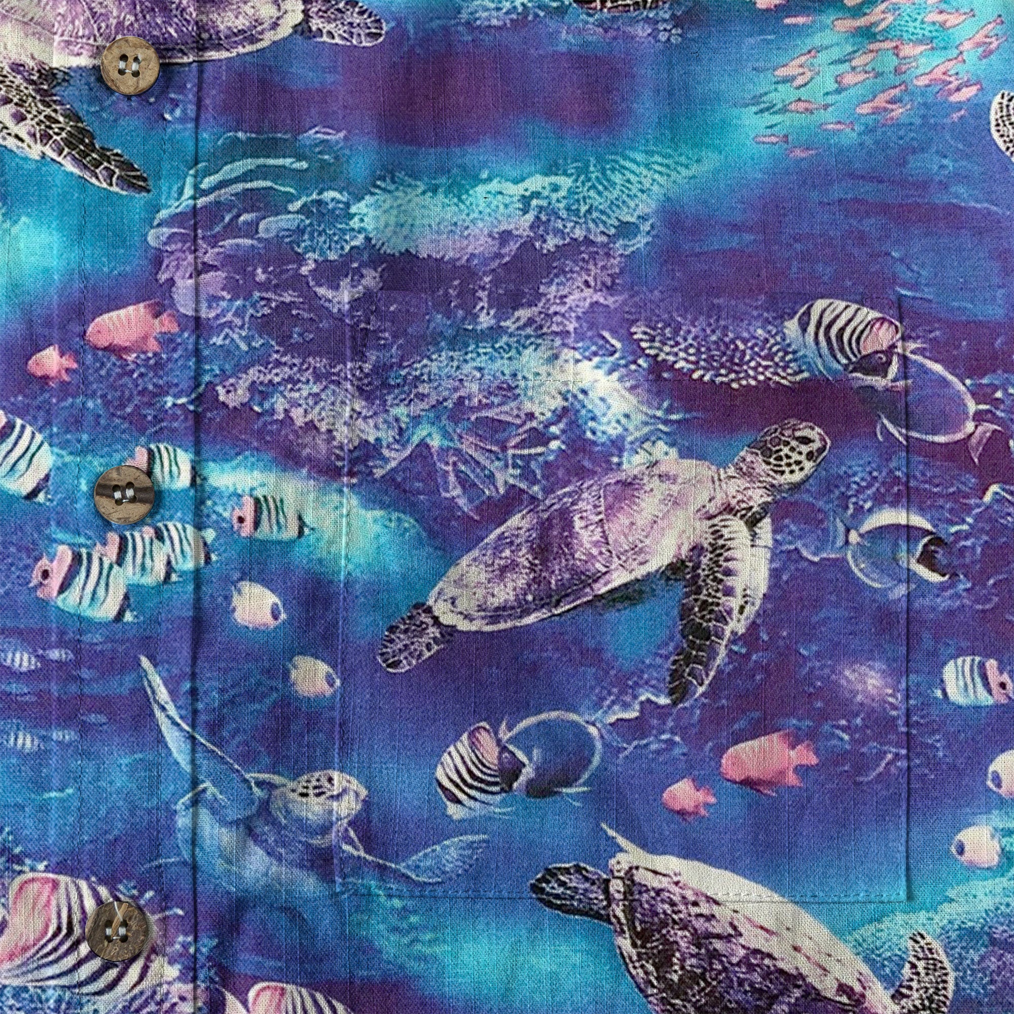 Turtle Mens Hawaiian Long Sleeve Shirt, Turtle Casual Button Down Long Sleeve - The Palmix