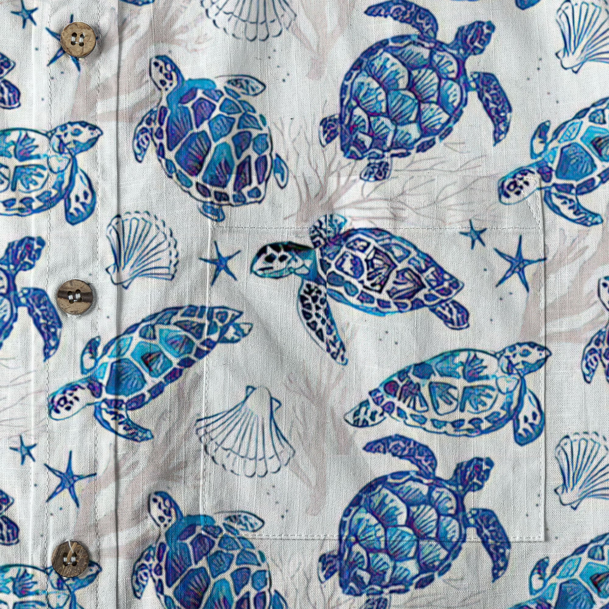 Turtle Mens Hawaiian Long Sleeve Shirt, Turtle Casual Button Down Long Sleeve - The Palmix