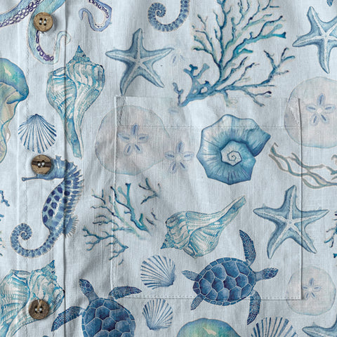 Turtle Hawaiian Long Sleeve Shirt for Men, Ocean Hawaiian Long Shirt - The Palmix