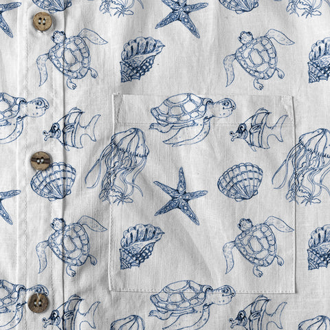 Sea Turtle Hawaiian Shirts for Men Women Youth, Vintage Sea Turtle Aloha Summer Beach Shirt - The Palmix