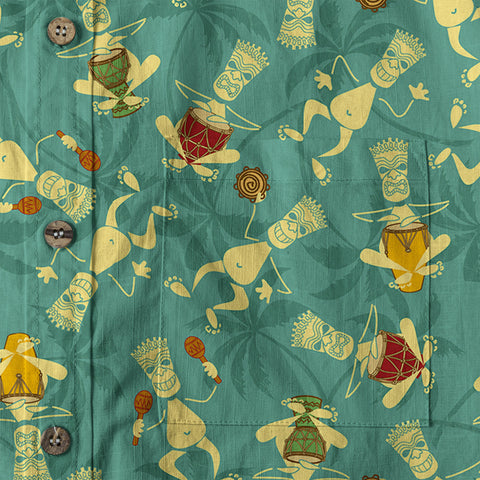 Tiki Mask Pattern Hawaiian Shirt, Floral Pattern Shirt - The Palmix