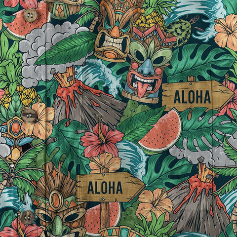 Tiki Mask Pattern Hawaiian Shirt, Aloha Floral Pattern Shirt for Summer - The Palmix