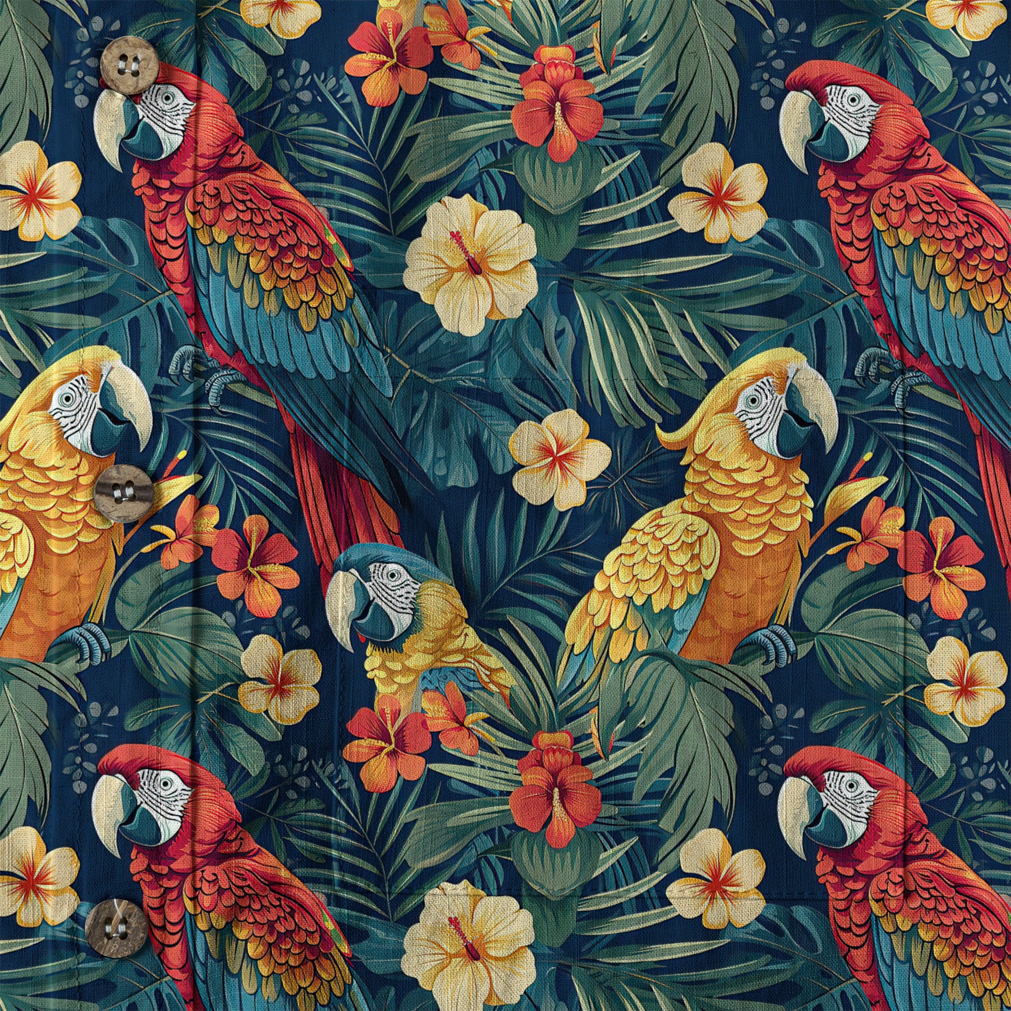Floral Parrot Summer Beach Hawaiian Shirt, Colorful Parrot Pattern Hawaii Shirt - The Palmix