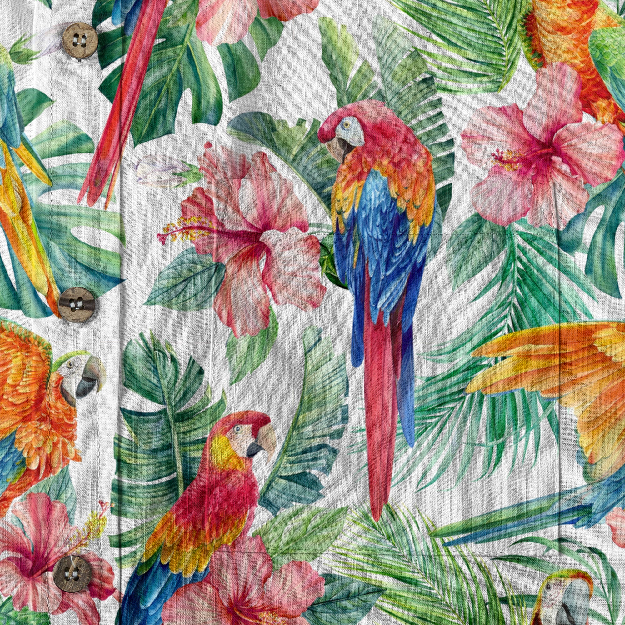 Floral Parrot Summer Beach Hawaiian Shirt, Colorful Parrot Pattern Hawaii Shirt - The Palmix