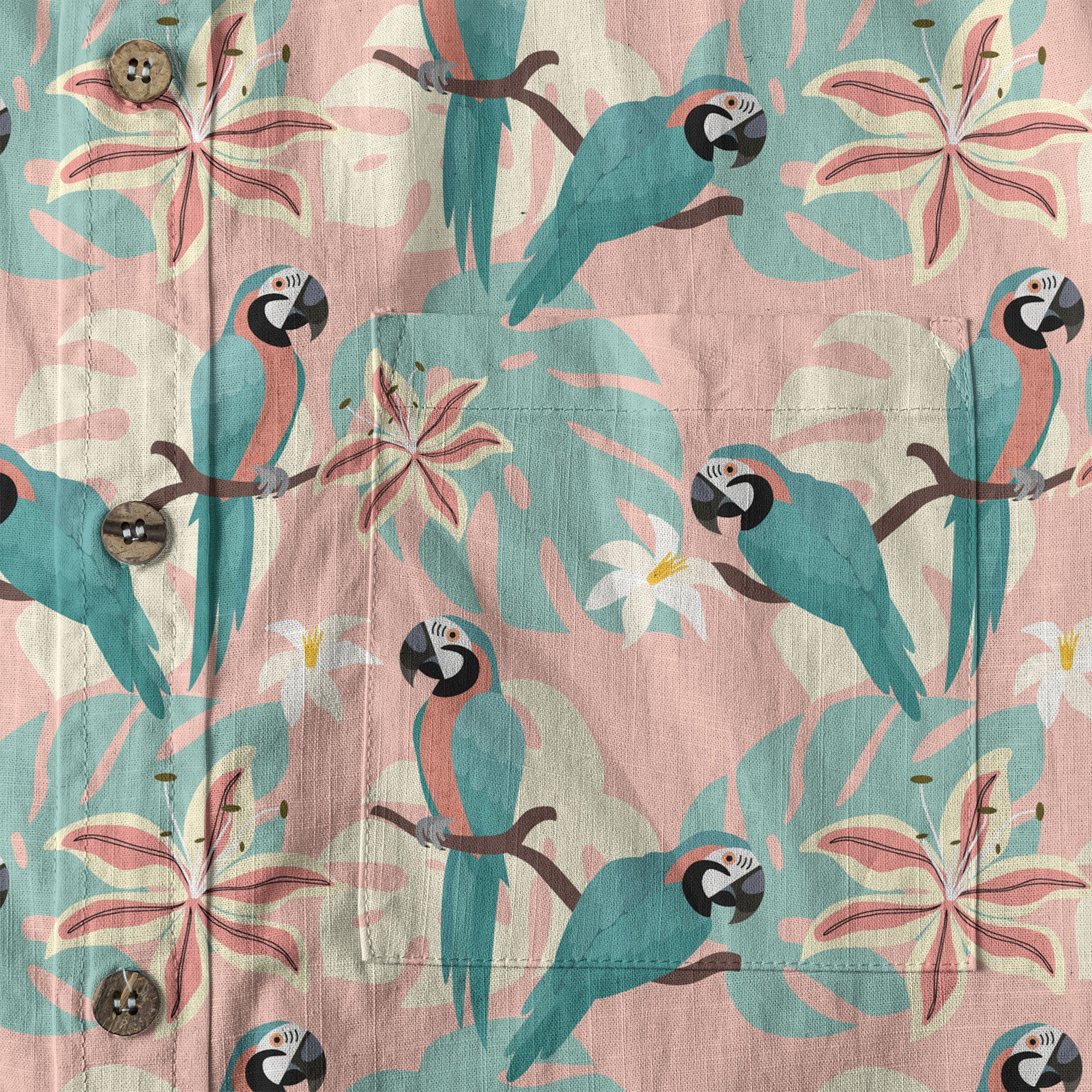Tropical Parrot Summer Hawaiian Shirt, Colorful Parrot Flowers Pattern Hawaii Shirt - The Palmix