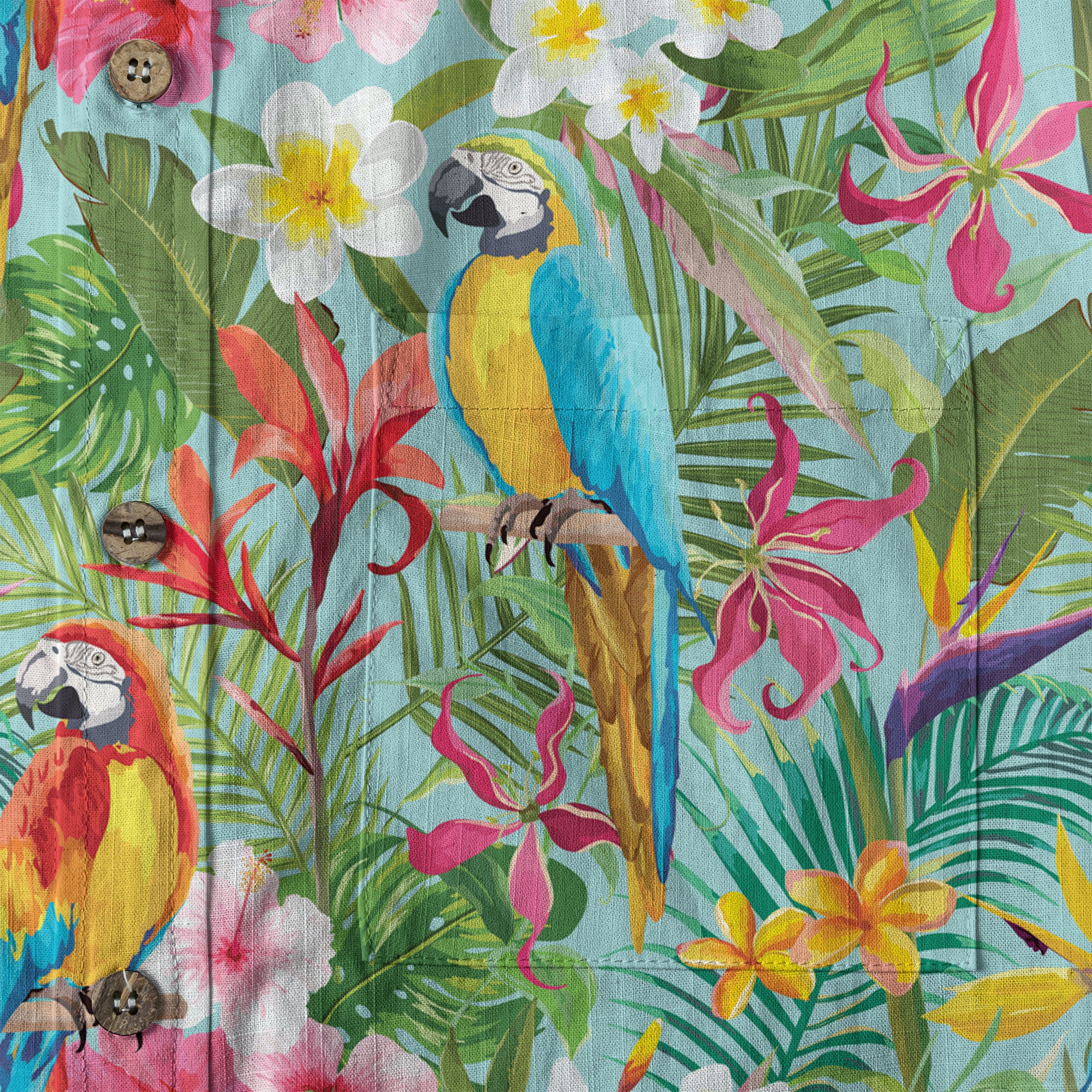 Tropical Parrot Summer Hawaiian Button Down Shirt, Parrot Flowers Pattern Hawaii Shirt - The Palmix
