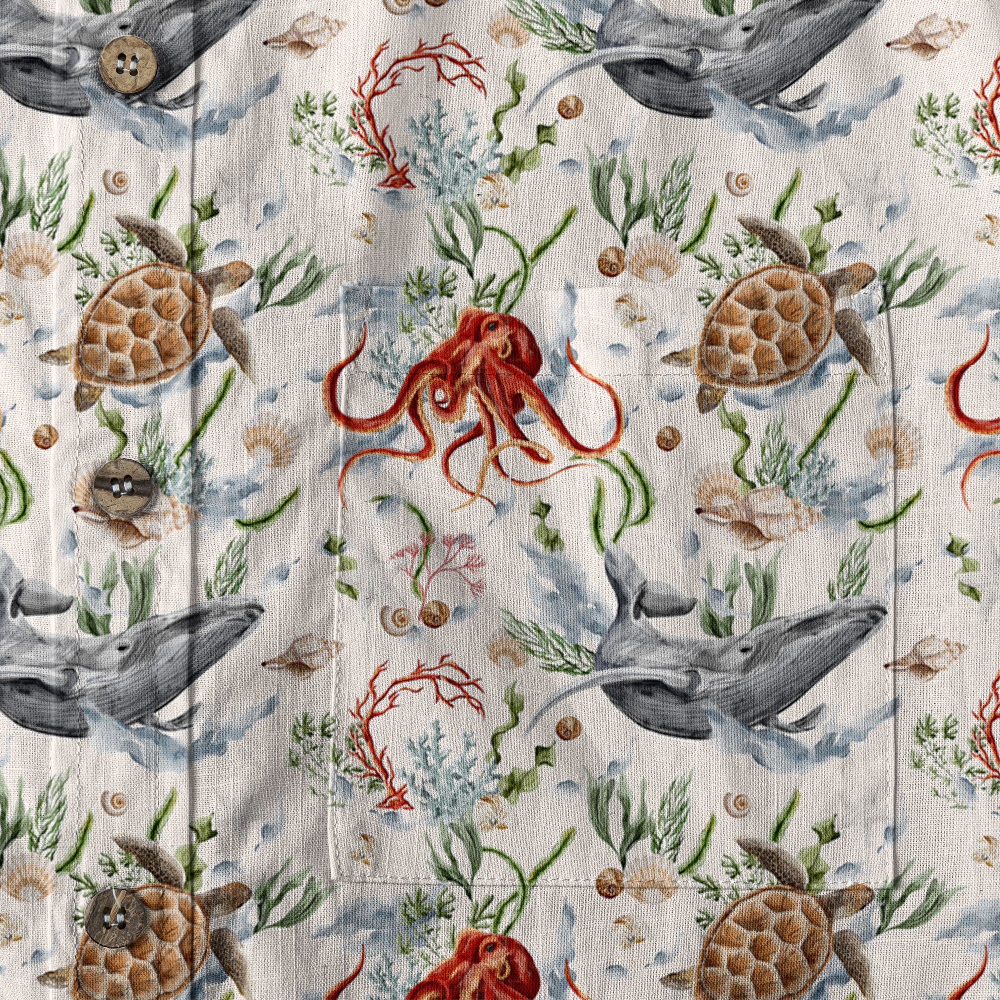 Sea Ocean Fish Women's Hawaiian Shirt, Sea Ocean Fish Print - The Palmix