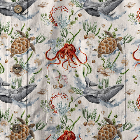Sea Ocean Fish Women's Hawaiian Shirt, Sea Ocean Fish Print - The Palmix