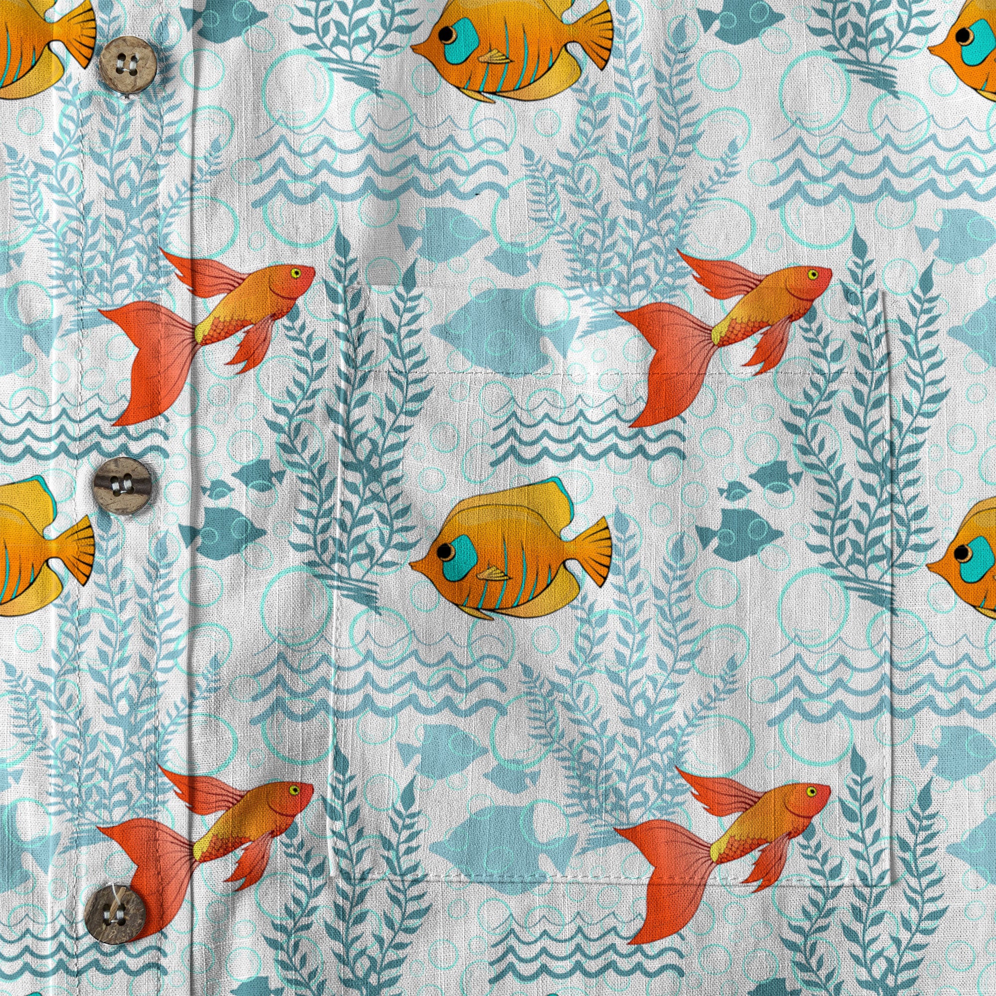 Sea Ocean Fish Women's Hawaiian Shirt, Sea Ocean Fish Print - The Palmix