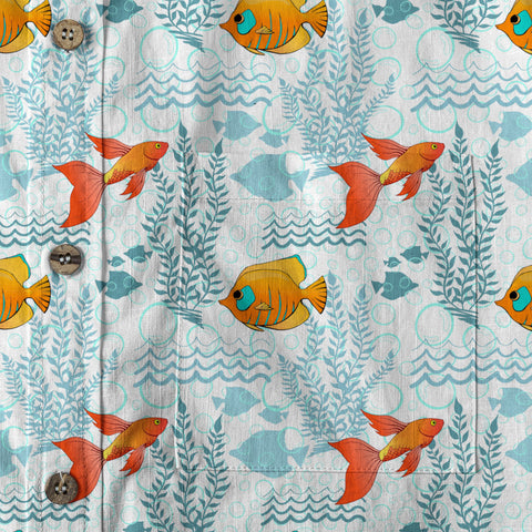 Sea Ocean Fish Women's Hawaiian Shirt, Sea Ocean Fish Print - The Palmix