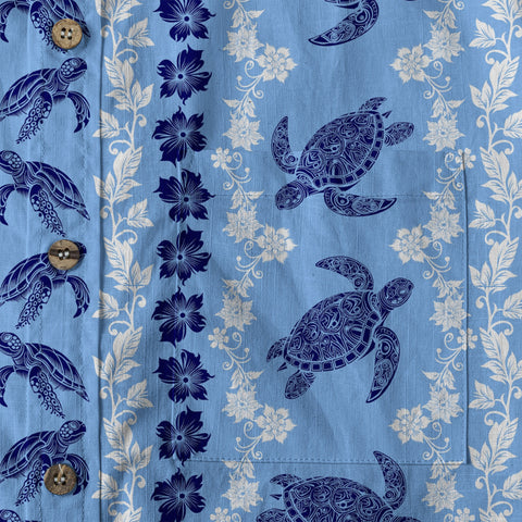 Ocean Animals Women's Hawaiian Shirt, Ocean Theme Hawaiian Print - The Palmix