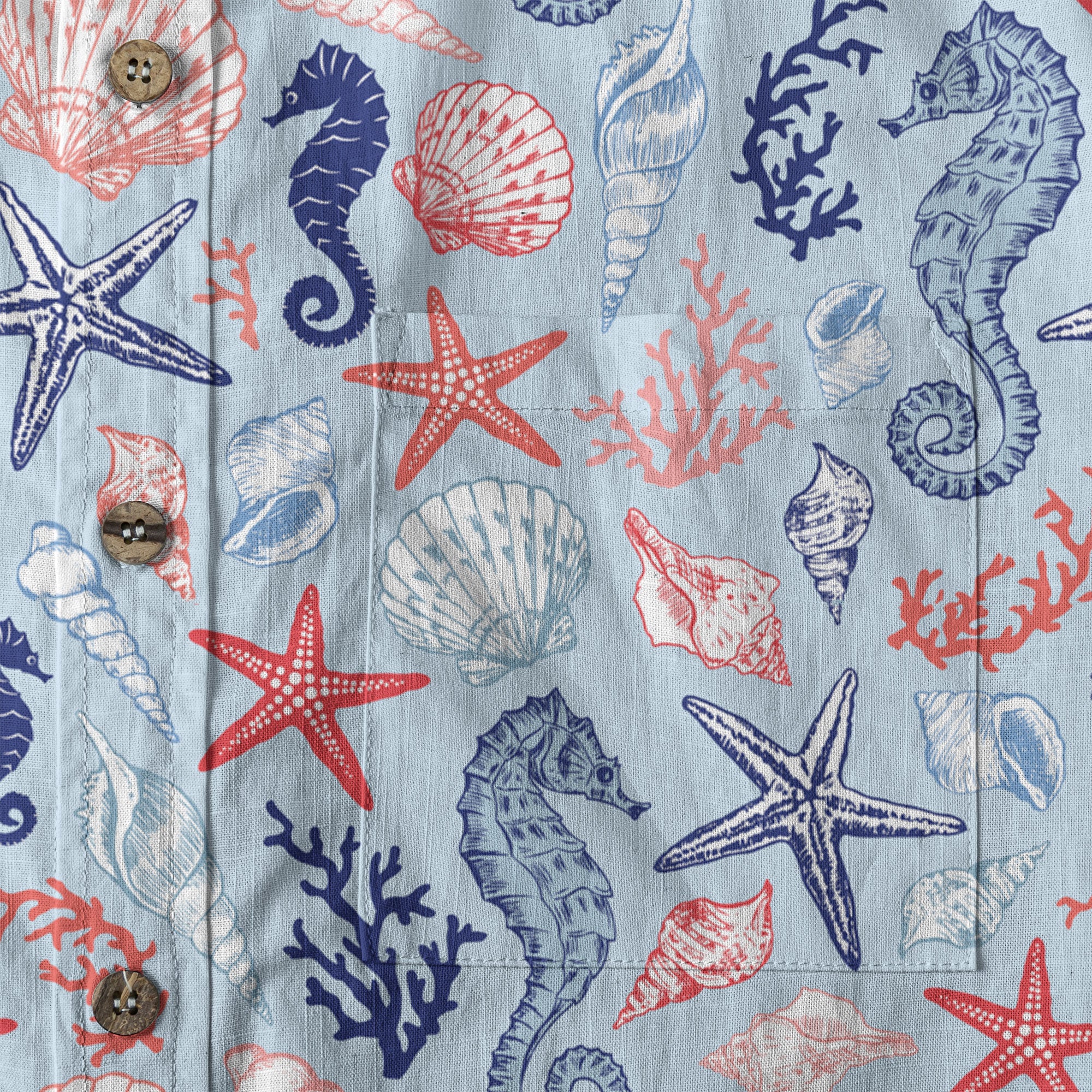 Ocean Animals Women's Hawaiian Shirt, Ocean Theme Hawaiian Print - The Palmix
