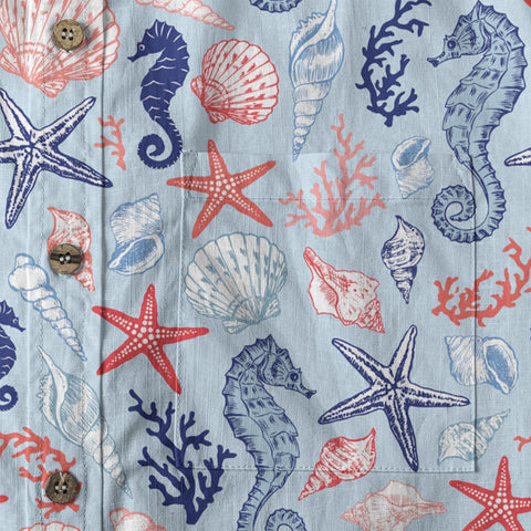 Ocean Animals Women's Hawaiian Shirt, Ocean Theme Hawaiian Print - The Palmix