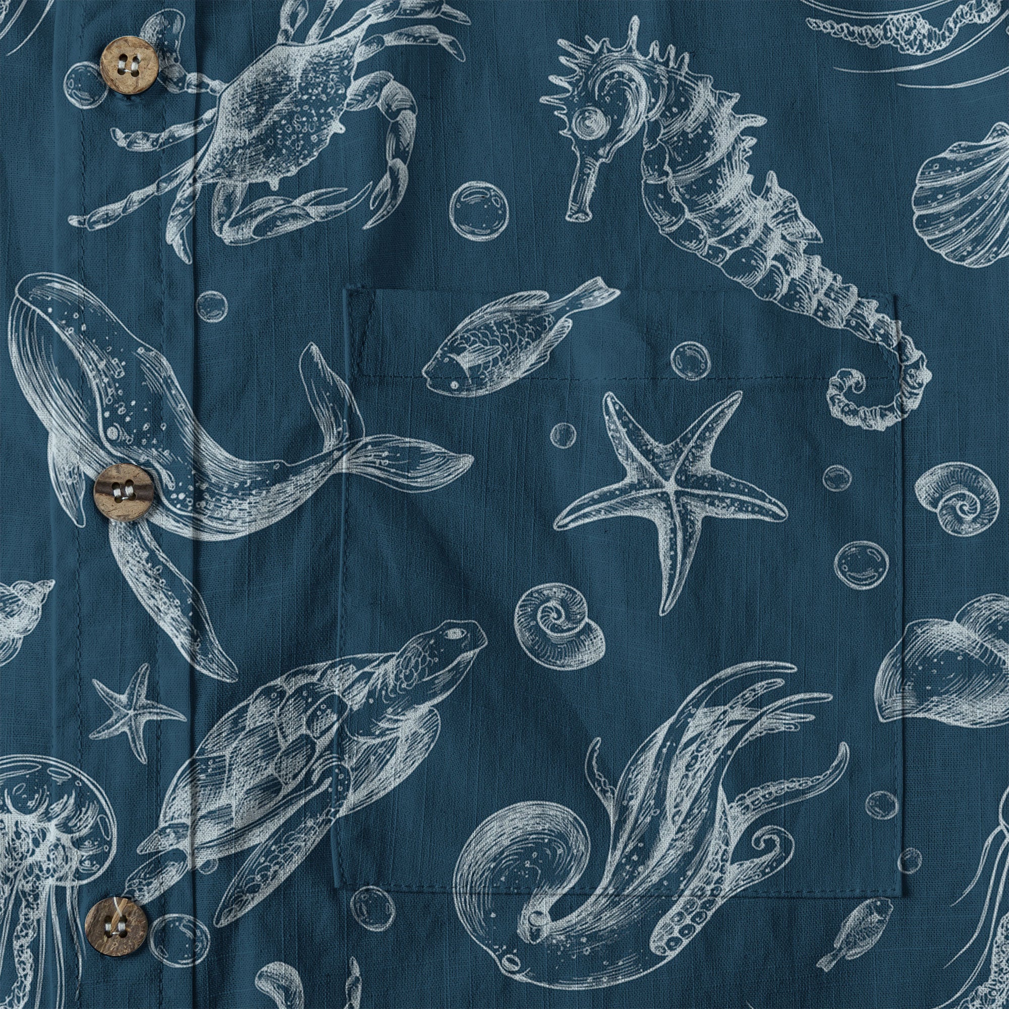 Sea Shells Animal Pattern Hawaii Shirt, Turtle Sea Shells Hawaiian Shirt for Men Women - The Palmix