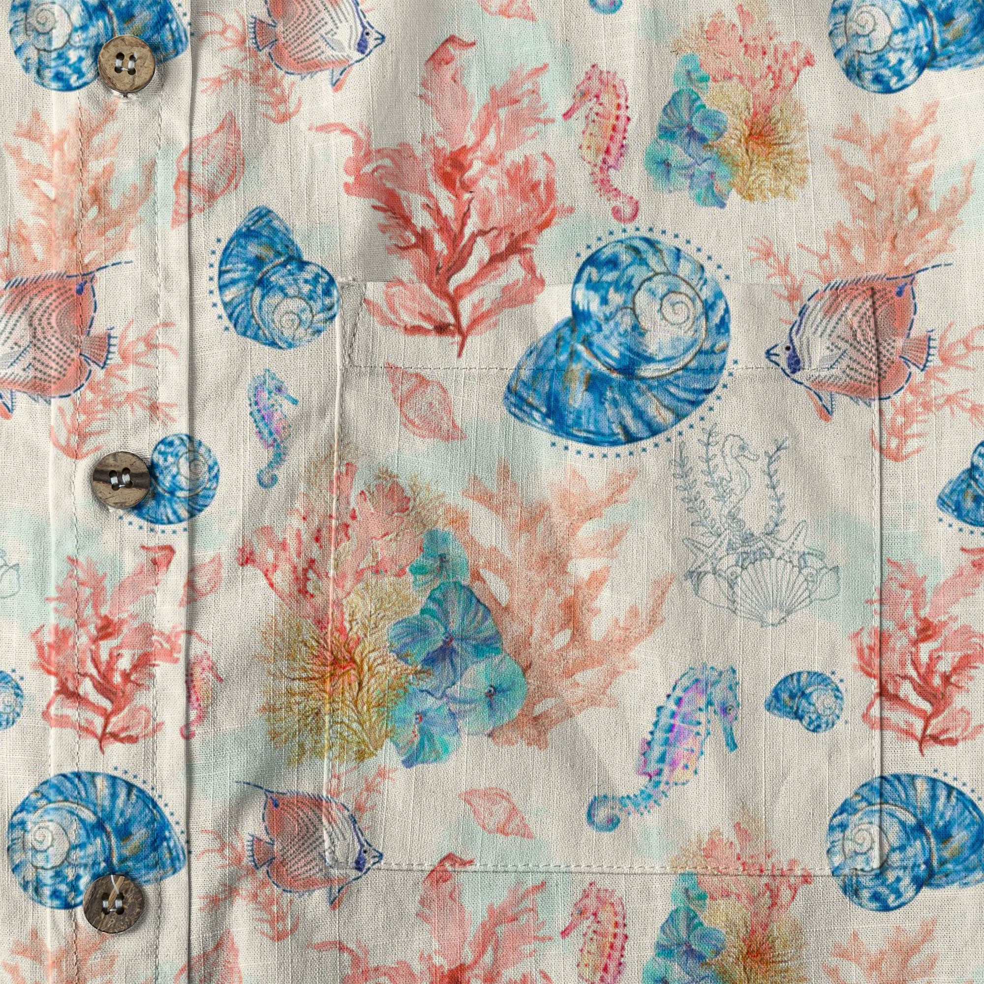 Ocean Animals Hawaiian Button Up Long Sleeve Shirt, Sea Hawaii Shirt - The Palmix