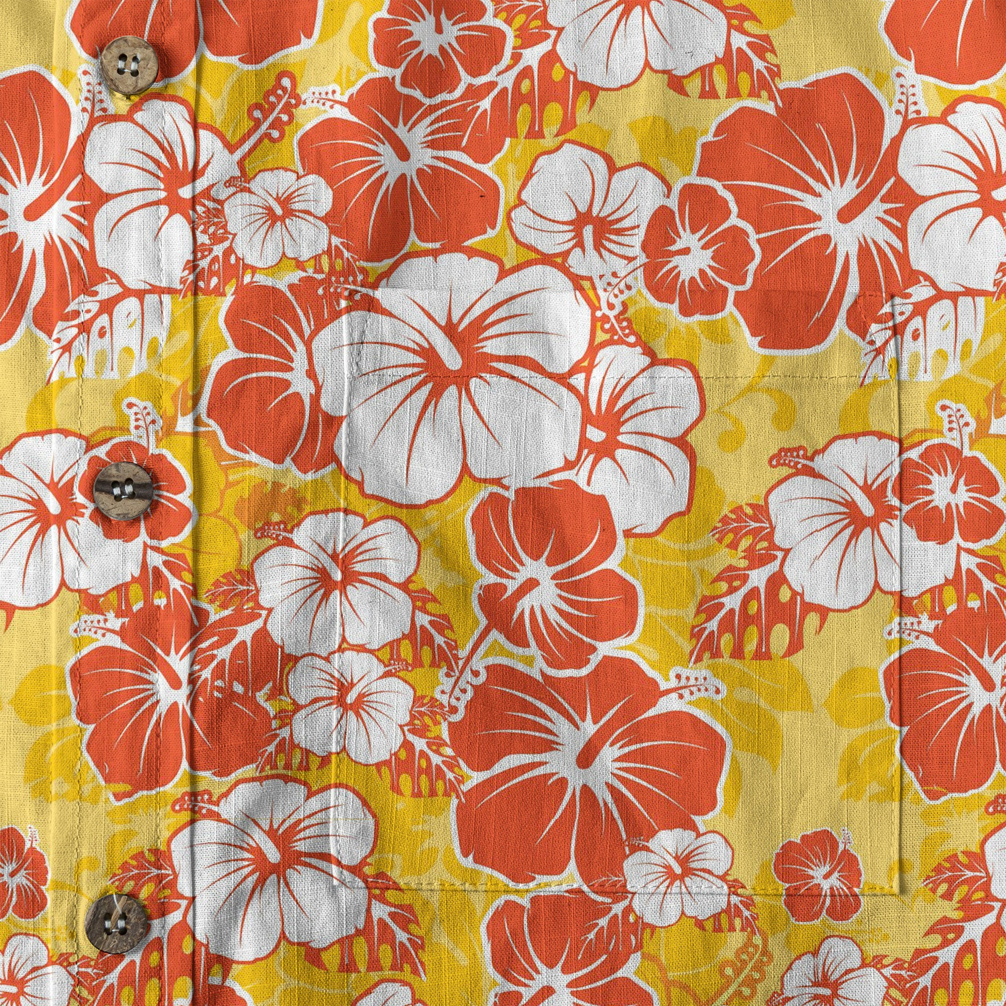 Hibiscus Floral Pattern Hawaiian Button Up Long Sleeve Shirt, Sea Hawaii Shirt - The Palmix