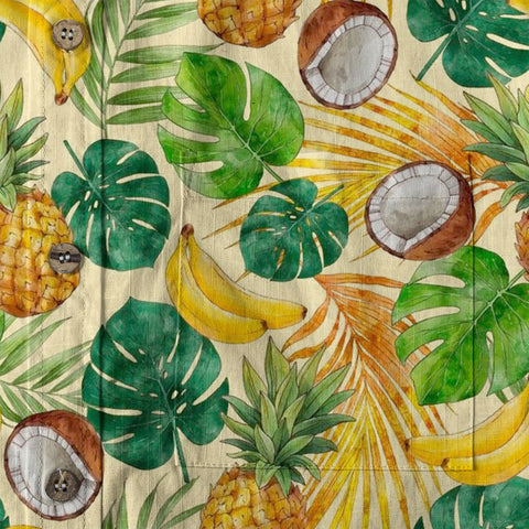 Tropical Fruits Aloha Hawaiian Button Up Long Sleeve Shirt, Summer Beach Aloha Hawaii Shirt - The Palmix