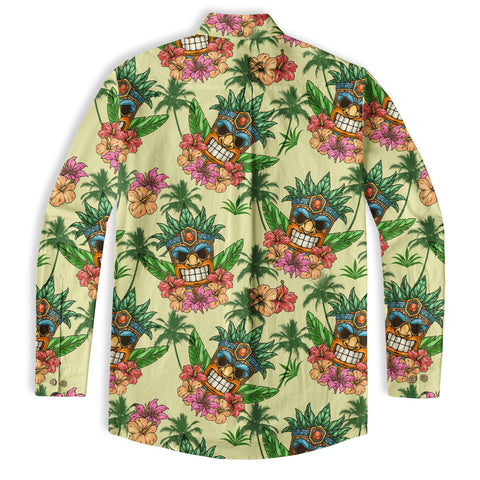 Gods Tiki Pattern Hawaii Long Sleeve Shirt - The Palmix
