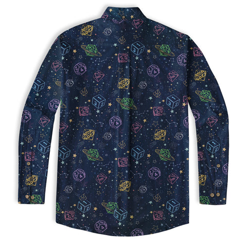 DD Dungeon Master Hawaiian Long Sleeve Shirt Dice Set Tabletop Games Button up Shirt Gifts - The Palmix