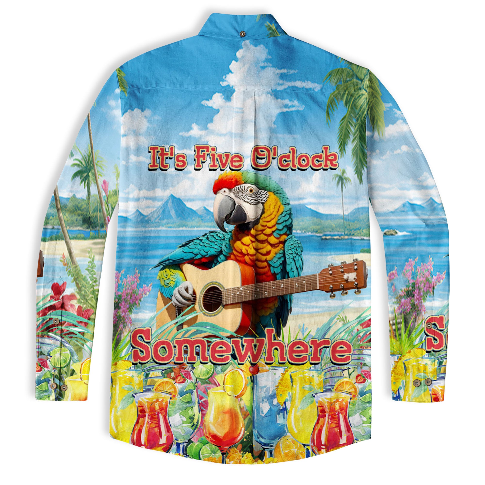 It's Five Oclock Somewhere Hawaii Shirt - Tropical Summer Button Down Mens Hawaiian Shirts - The Palmix