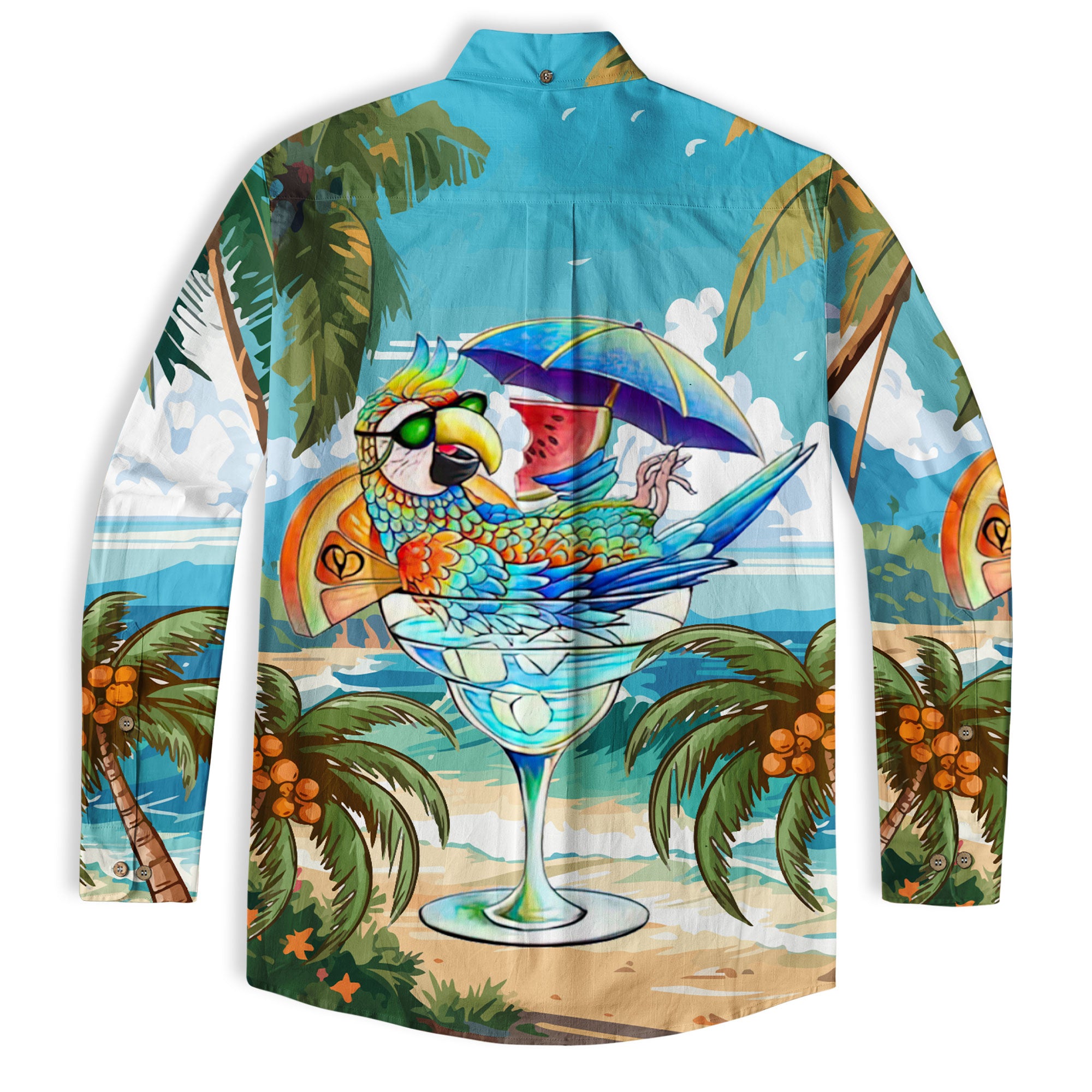 Parrot Hawaiian Long Sleeve Shirt for Men Women, Summer Hawaiian Beach Shirt - The Palmix