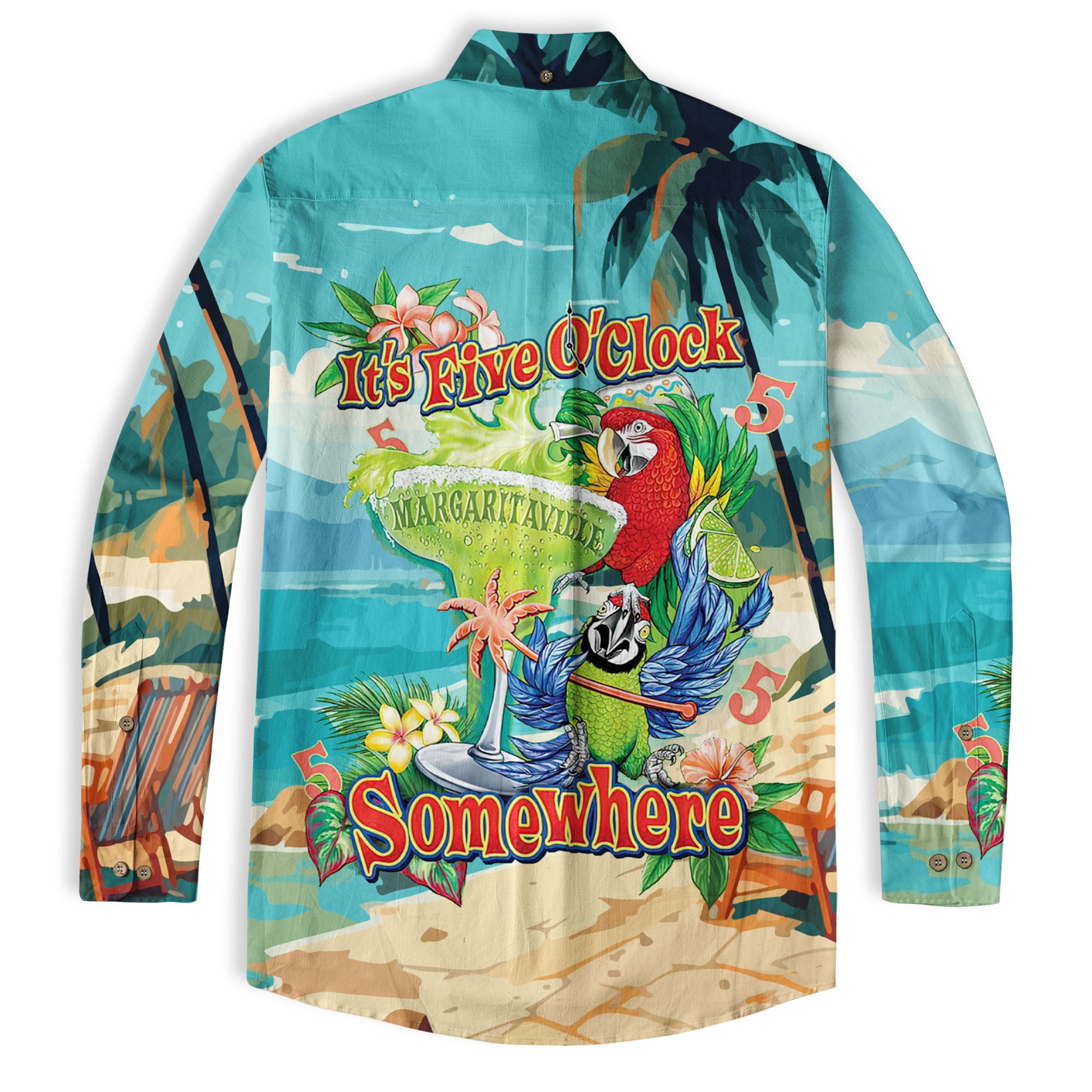 Parrot Hawaiian Long Sleeve Shirt for Men Women, Summer Hawaiian Beach Shirt - The Palmix