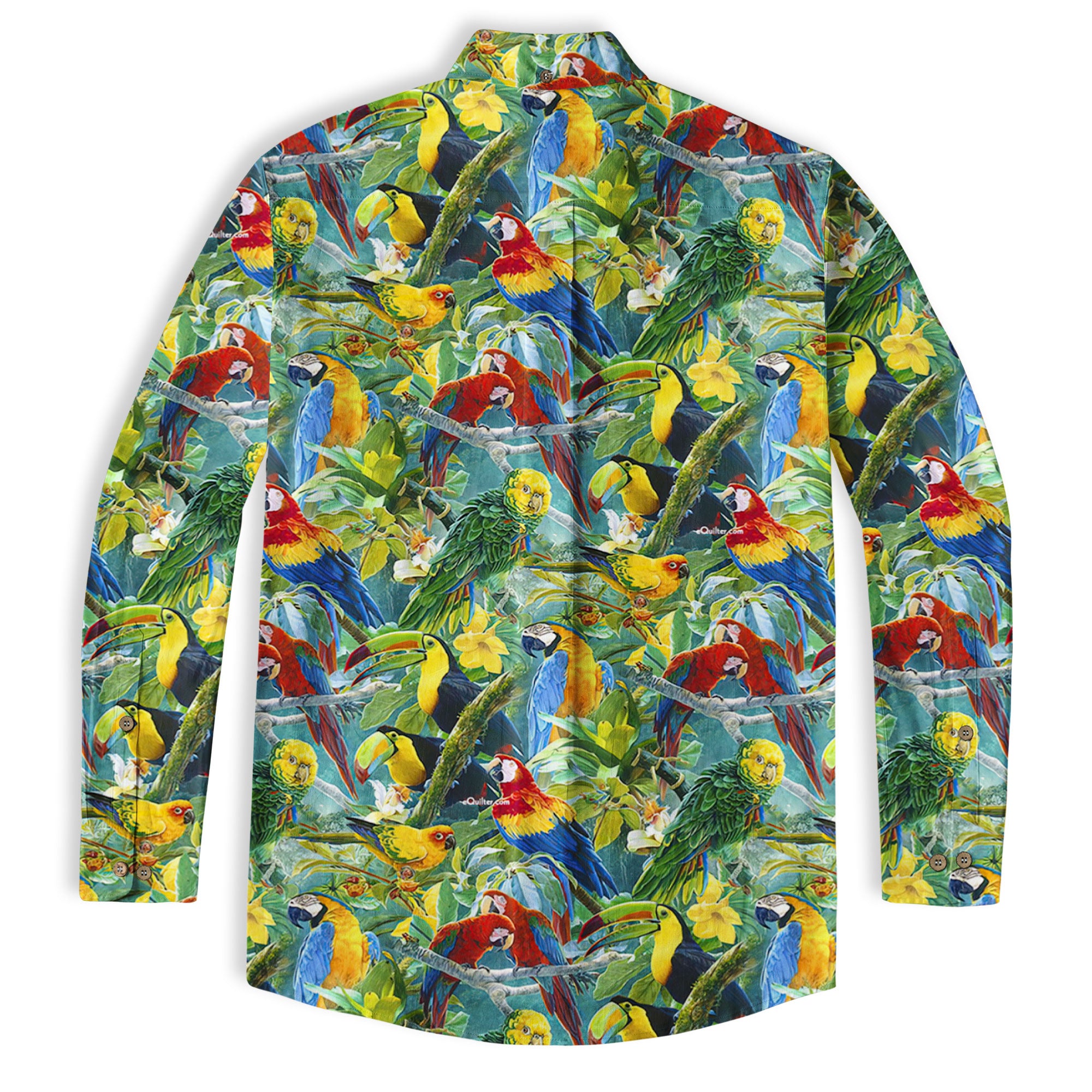Parrot Hawaiian Long Sleeve Shirt, Tropical Hawaiian Long Shirt, Summer Hawaiian Beach Shirt - The Palmix