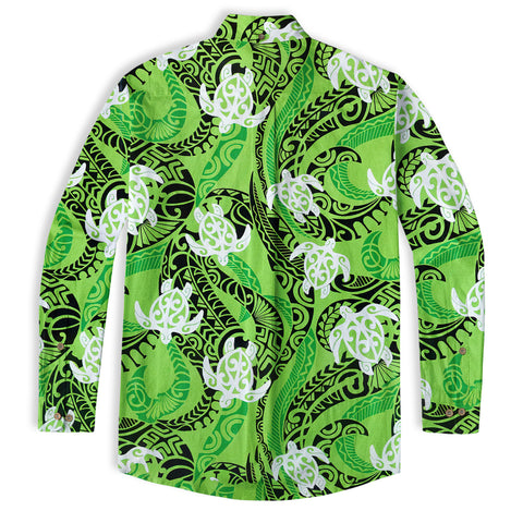 Turtle Floral Aloha Beach Long Sleeve Shirt, Ocean Turtle Long Shirt - The Palmix
