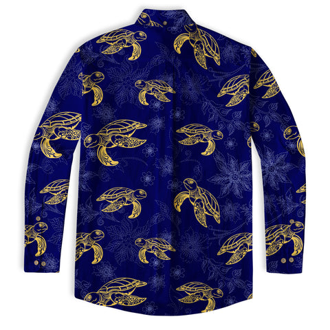 Turtle Hawaiian Long Sleeve Shirt for Men, Ocean Hawaiian Long Shirt - The Palmix