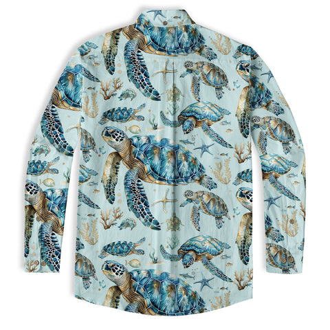 Tropical Turtle Hawaiian Shirts for Men Women, Sea Turtle Aloha Summer Beach Shirt - The Palmix