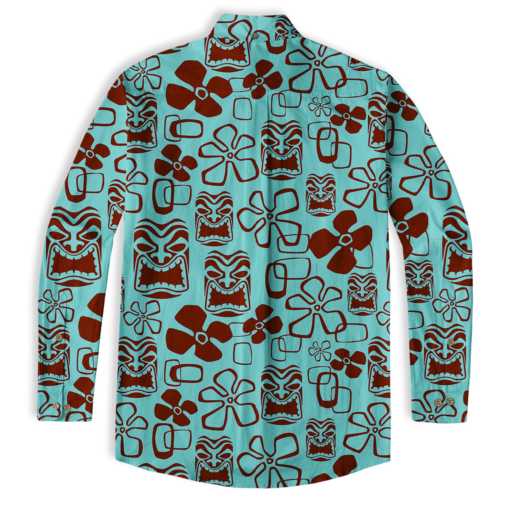 Tiki Mask Pattern Hawaiian Shirt, Floral Pattern Shirt - The Palmix
