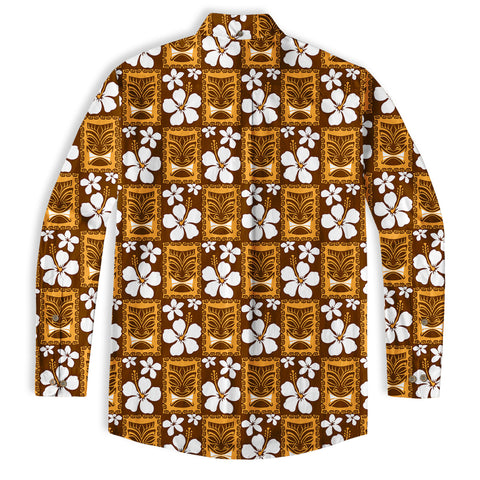 Tiki Mask Pattern Hawaiian Shirt, Floral Pattern Shirt - The Palmix