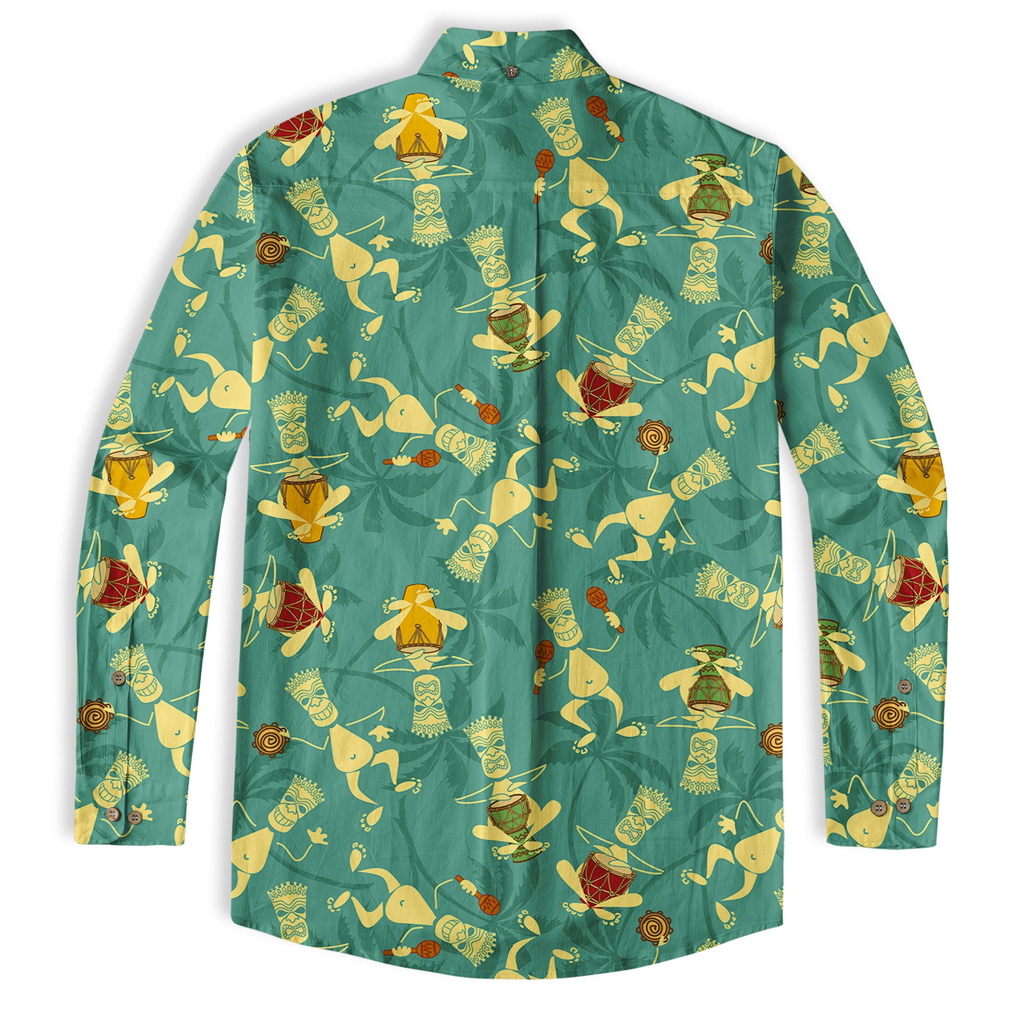 Tiki Mask Pattern Hawaiian Shirt, Floral Pattern Shirt - The Palmix