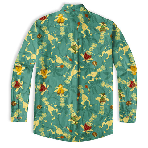 Tiki Mask Pattern Hawaiian Shirt, Floral Pattern Shirt - The Palmix