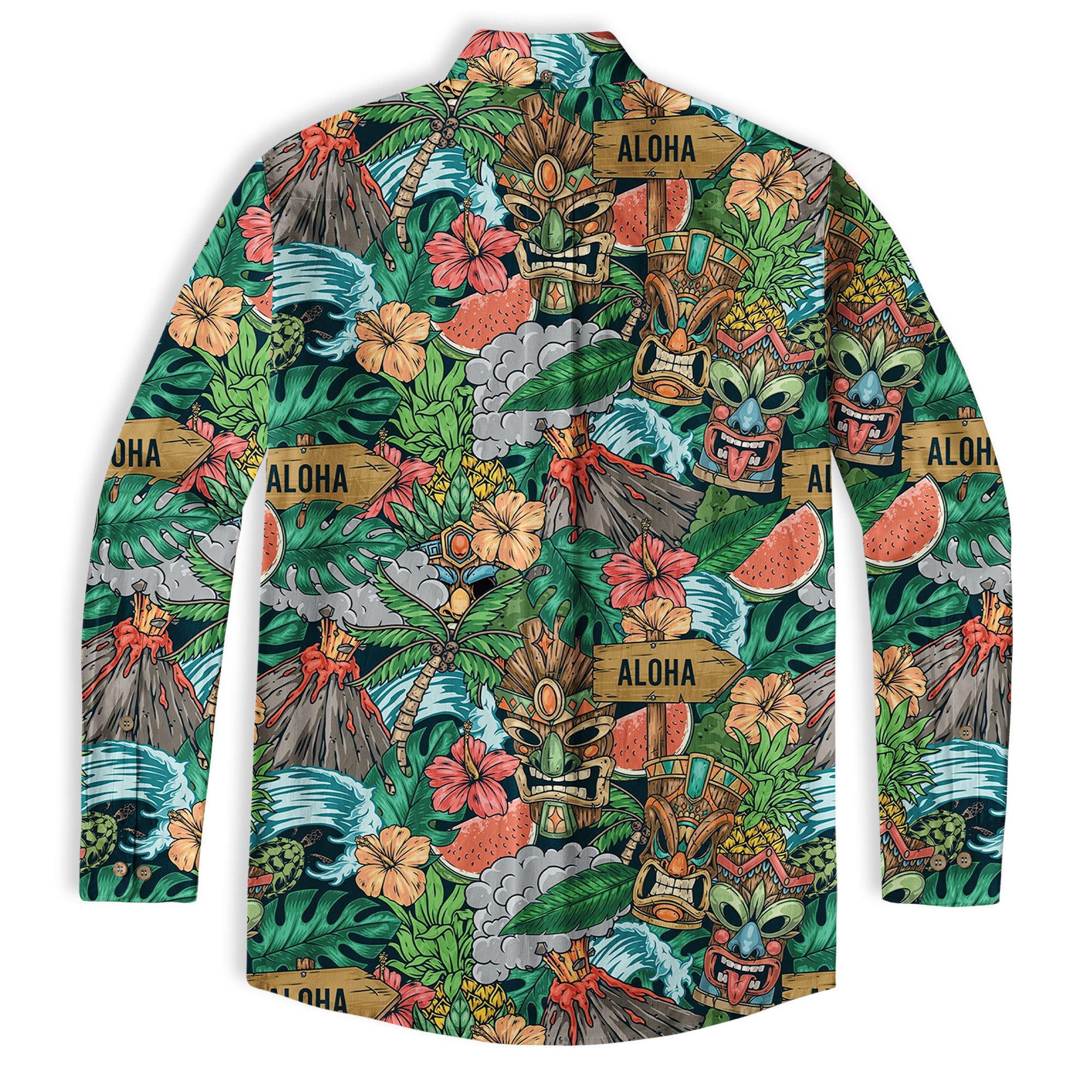 Tiki Mask Pattern Hawaiian Shirt, Aloha Floral Pattern Shirt for Summer - The Palmix