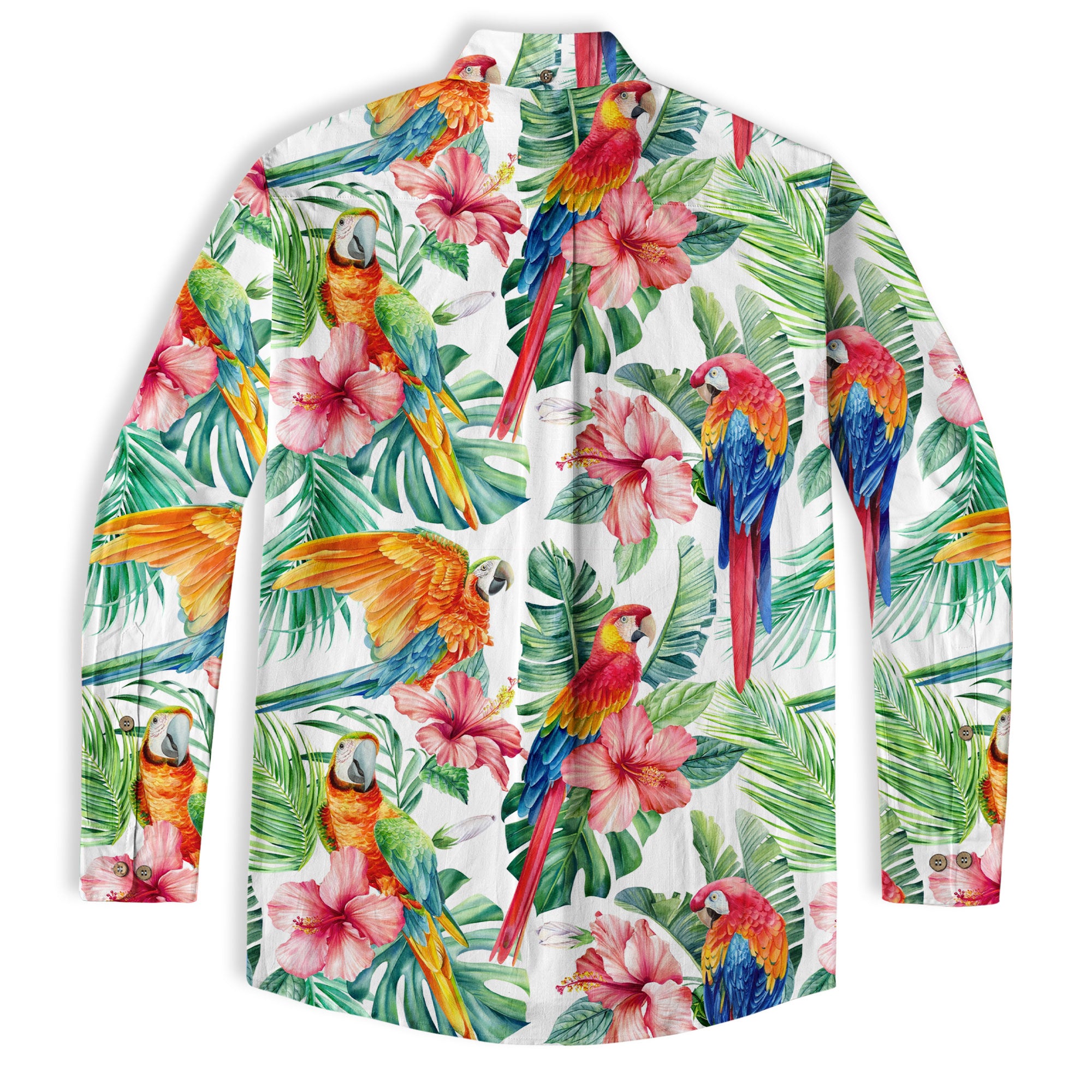 Floral Parrot Summer Beach Hawaiian Shirt, Colorful Parrot Pattern Hawaii Shirt - The Palmix