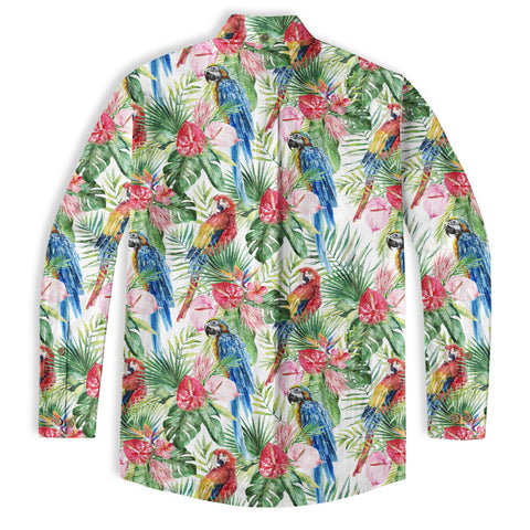 Tropical Parrot Summer Hawaiian Shirt, Colorful Parrot Flowers Pattern Hawaii Shirt - The Palmix