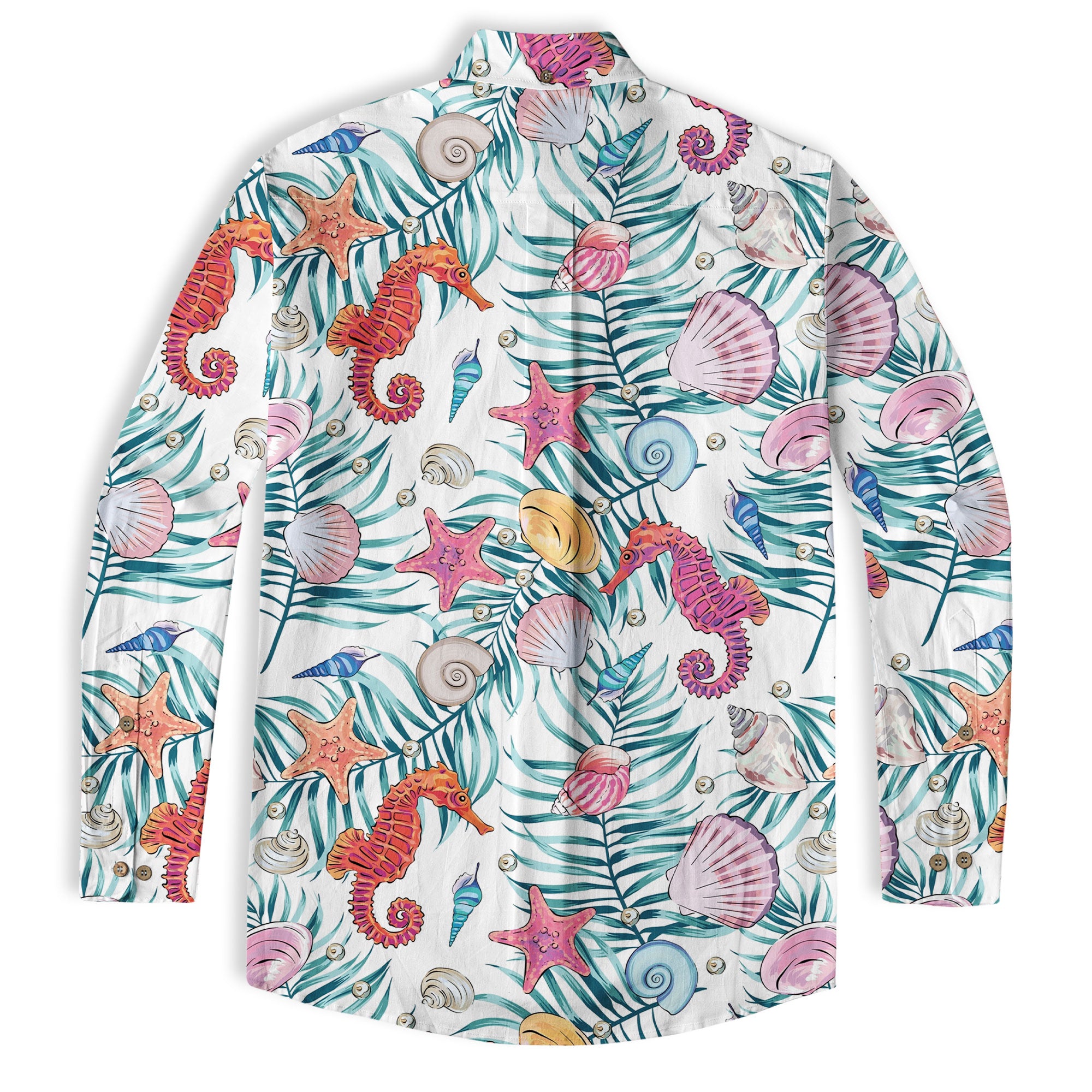 Ocean Animals Women's Hawaiian Shirt, Ocean Theme Hawaiian Print - The Palmix