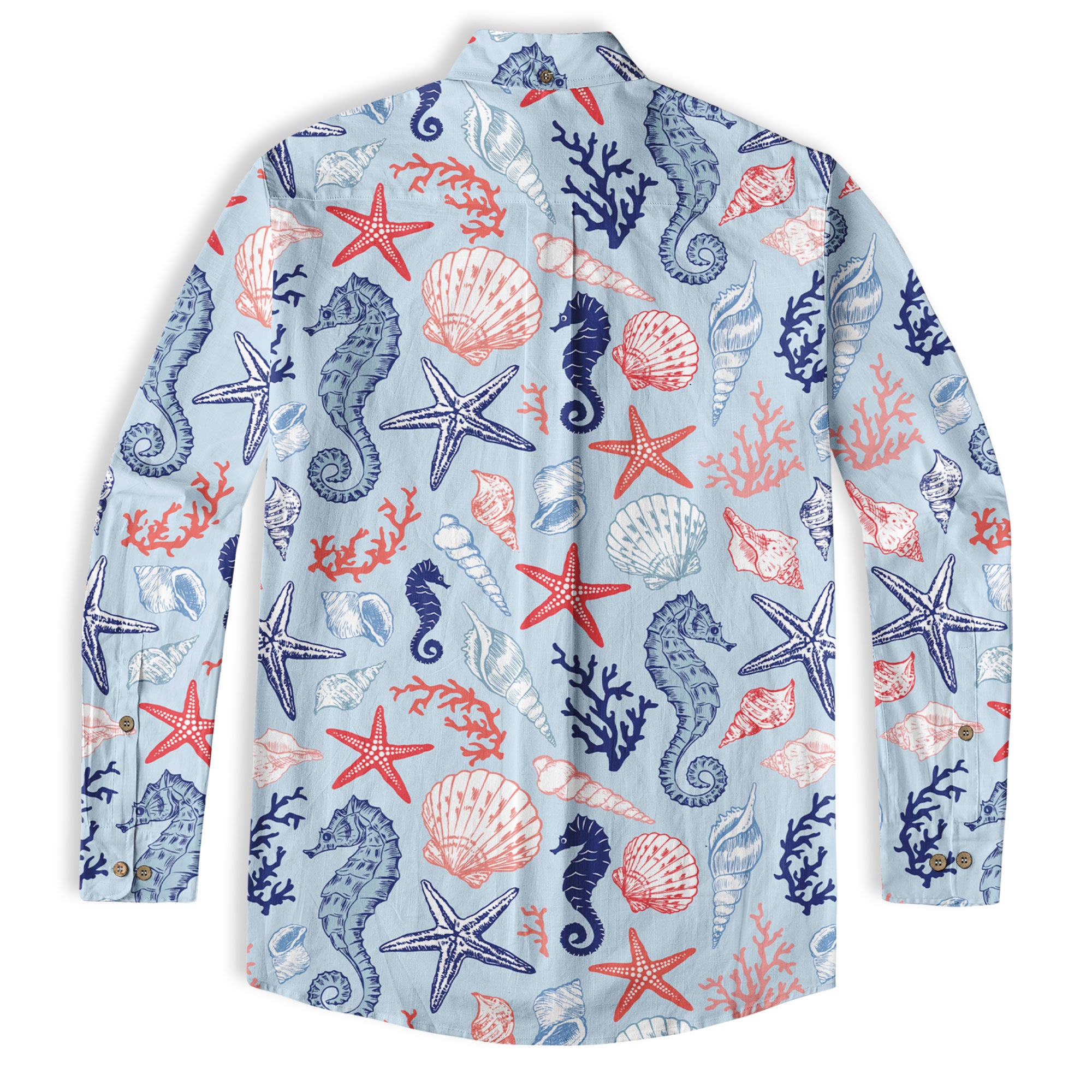 Ocean Animals Women's Hawaiian Shirt, Ocean Theme Hawaiian Print - The Palmix