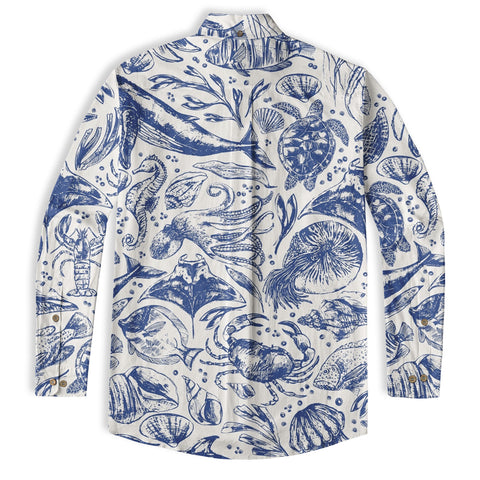 Ocean Animal Pattern Hawaii Shirt, Turtle Hawaiian Shirt for Men Women - The Palmix