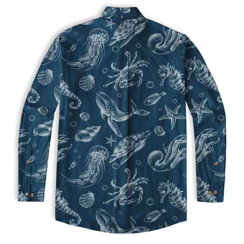 Sea Shells Animal Pattern Hawaii Shirt, Turtle Sea Shells Hawaiian Shirt for Men Women - The Palmix