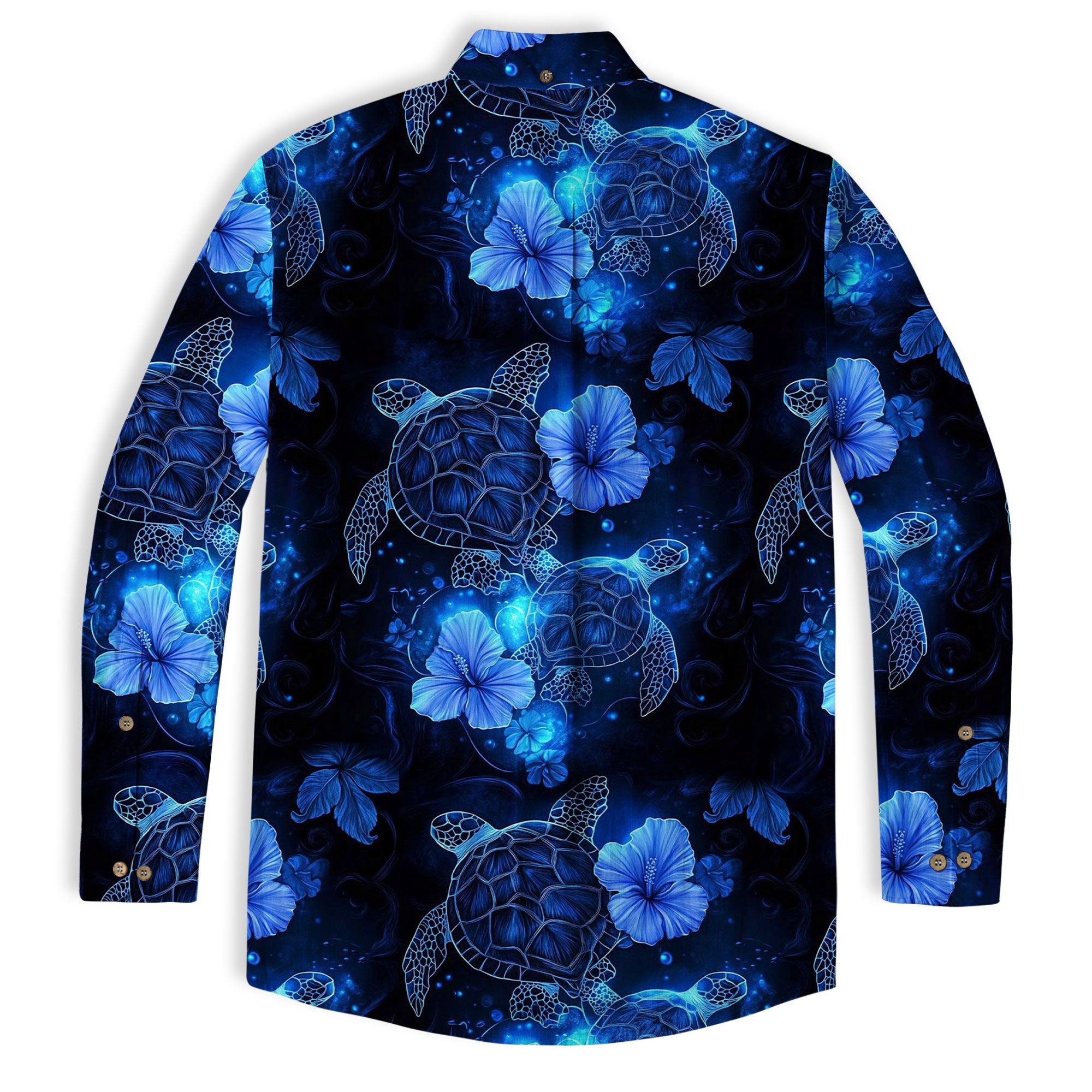 Ocean Animals Hawaiian Button Up Long Sleeve Shirt, Sea Hawaii Shirt - The Palmix