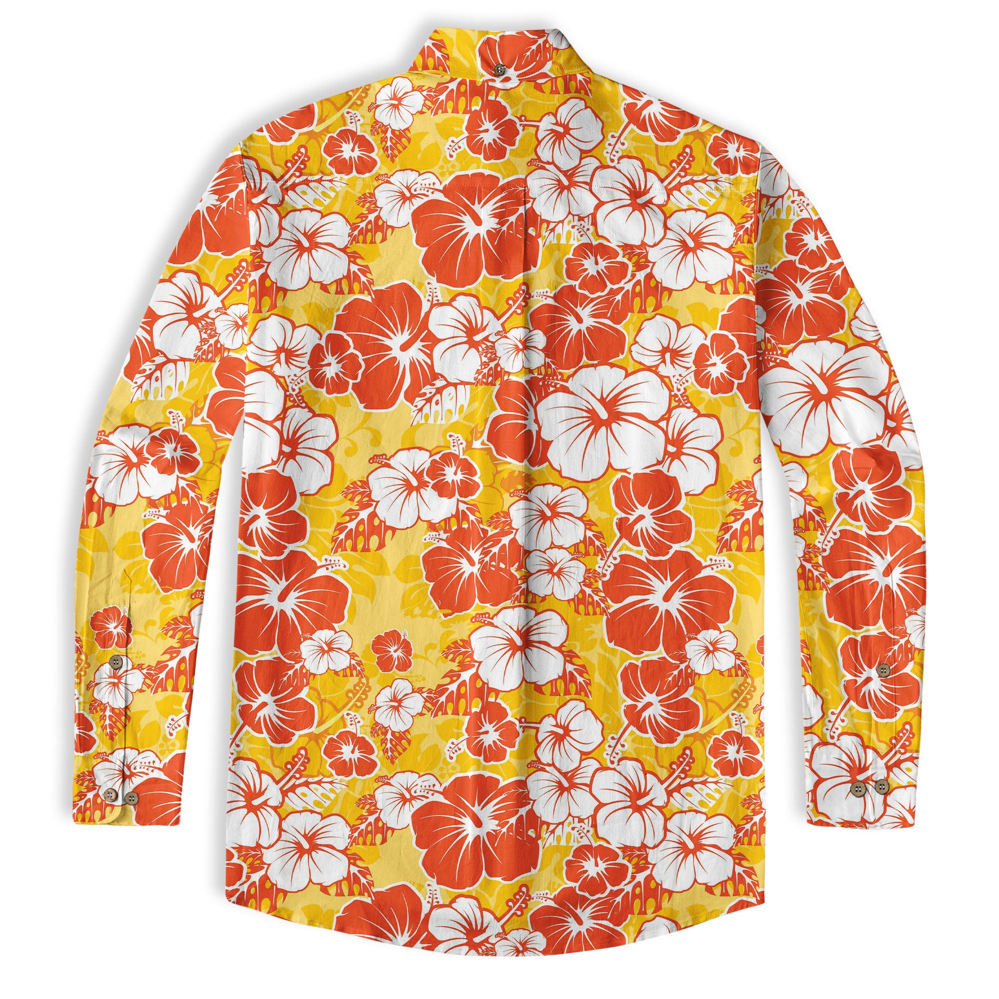Hibiscus Floral Pattern Hawaiian Button Up Long Sleeve Shirt, Sea Hawaii Shirt - The Palmix